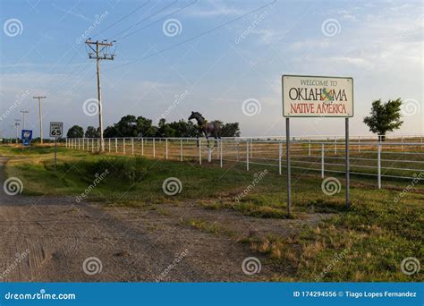 A State of Oklahoma Welcome Sign Along the Historic Route 66 in the State of Oklahoma Stock ...