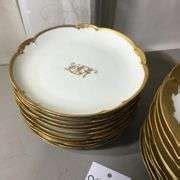 Antique Bavaria JHR "Favorite" gold trimmed China - 12 dinner plates & 12 dessert plates - Comas ...