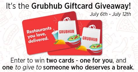 Grubhub Giftcard Sweepstakes - Julie's Freebies