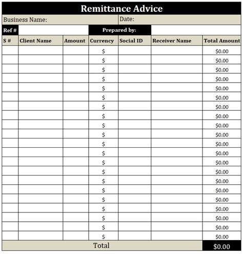 Remittance Advice Template For MS Excel | Free Word & Excel Templates