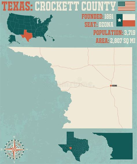 Map of Crockett County in Texas Stock Vector - Illustration of ...