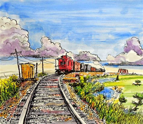 Terry's Ink and Watercolor: trains