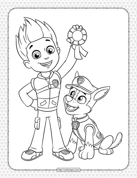 Printable Paw Patrol Ryder and Chase Coloring Sheet. High quality free printable pdf coloring, d ...