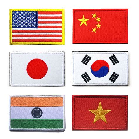 National Flag Tactical Patch, Antrix 6 Pack American Flag/China Flag/Japan Flag/South Korea Flag ...