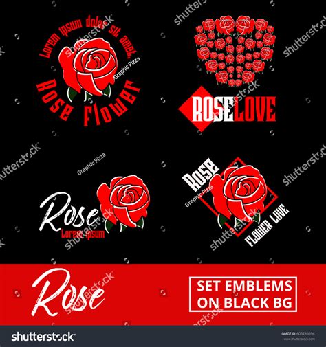 Rose Logo Symbol Black Background Stock Vector (Royalty Free) 606235694 ...