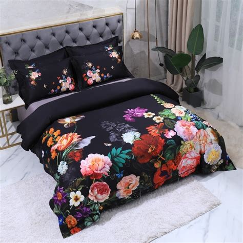 Black Floral Bedding Set | Floral Bedding Set | Premium Bedroom