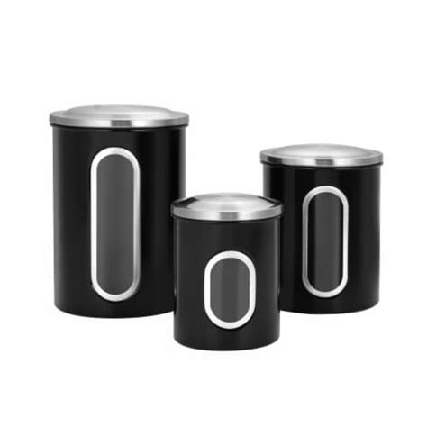 3 Piece Stainless Steel Canister Set in Black Finish, 1 unit - Kroger