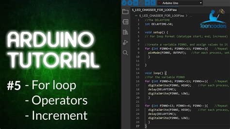 Arduino Tutorial - #5 For loop, operators in arduino code - YouTube