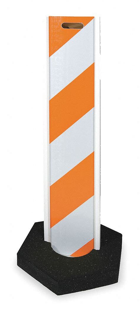 GRAINGER APPROVED Pedestrian Barricade, Unrated with Signage, 48 in x 8 in x 3 in, Orange/White ...