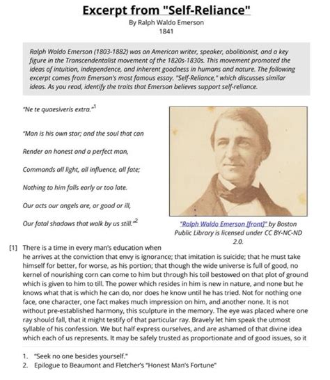 Solved Excerpt from Self-Reliance By Ralph Waldo Emerson - gessiepotatis.se