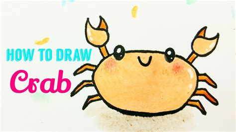 Cartoon Cute Crab Drawing - How to draw a cartoon crab easy step by step for kids. - akubudakkkb3