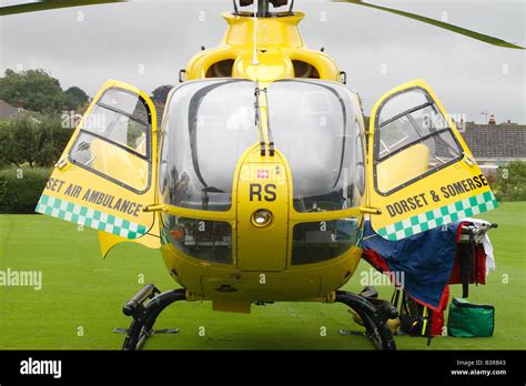 Air Ambulance Eurocopter EC 135 helicopter belonging to Dorset and Somerset Air Ambulance ...