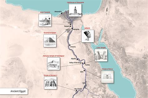 Map of Ancient Egypt with Famous Sites (Free Download)