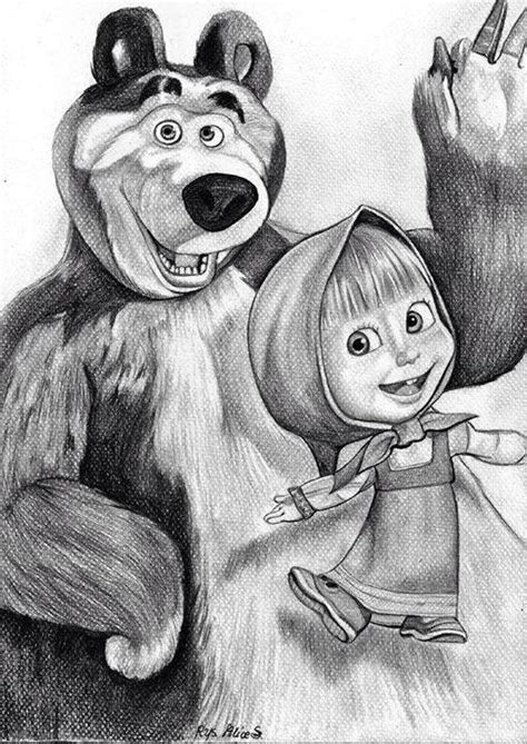 Masha And The Bear Sketch at PaintingValley.com | Explore collection of ...