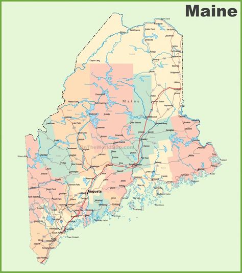 Road Map Of Maine With Cities - Printable Road Map Of Maine | Printable ...