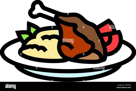 duck confit french cuisine color icon vector illustration Stock Vector ...