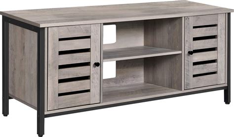 VASAGLE TV Stand, TV Console Unit with Shelves, Cabinet with Storage, Louvred Doors, for Living ...