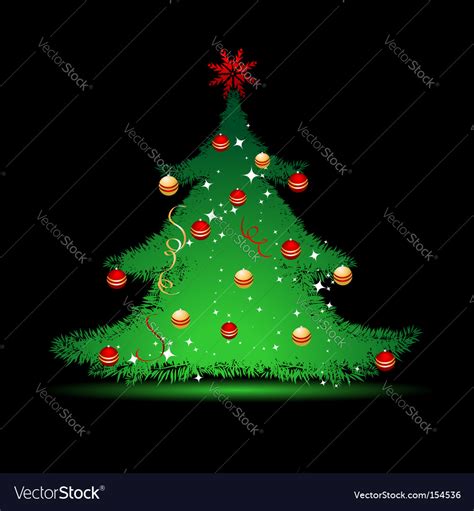 Christmas tree on black background Royalty Free Vector Image