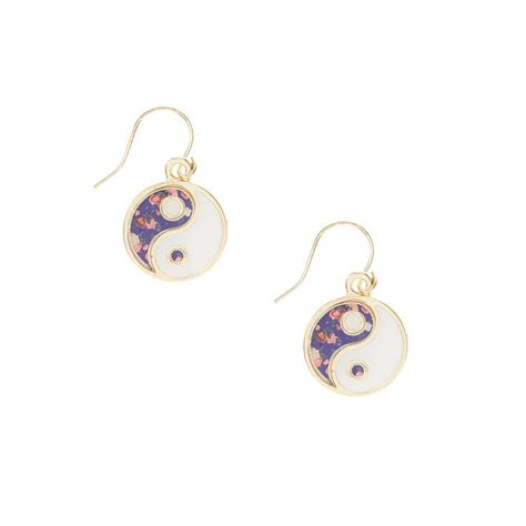 Floral Yin Yang Drop Earrings | Claire's US