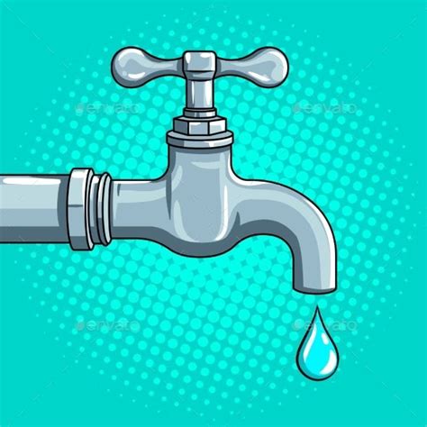 Water Tap with Drop Pop Art Vector | Water tap, Plumbing logo, Pop art