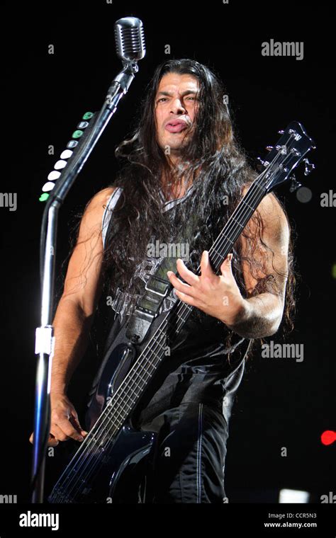 Metallica Live in Moscow. Pictured: bass guitarist Robert Trujillo ...