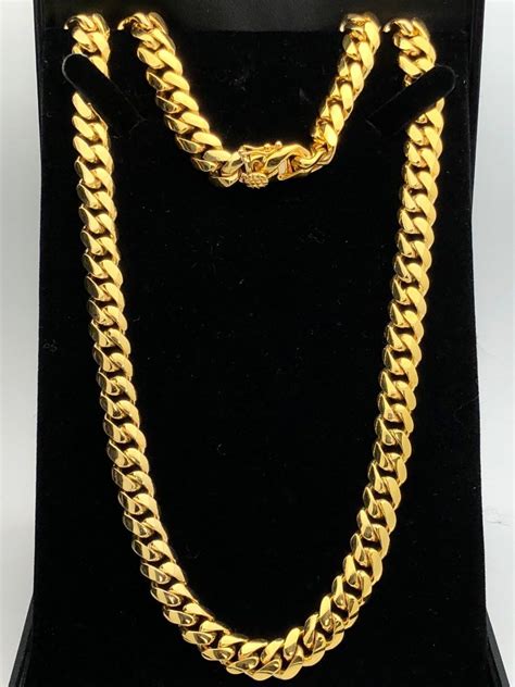 18k Solid Gold Cuban Link Chain 20 Inch