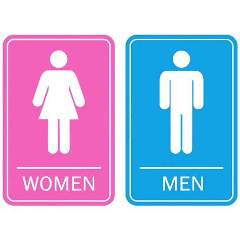 Restroom Comfort Room Men Women - Blue Pink - Laminated Signage - 5 x 8 ...