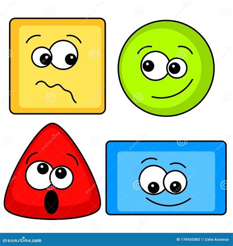 Geometric Shapes Cartoon Faces Stock Photo - Illustration of happy, icons: 176935082