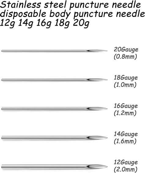 Tvalccoy Piercing Kit Piercing Needles Body Piercing Needles 20g 18g 16g 14g 12g Piercing ...