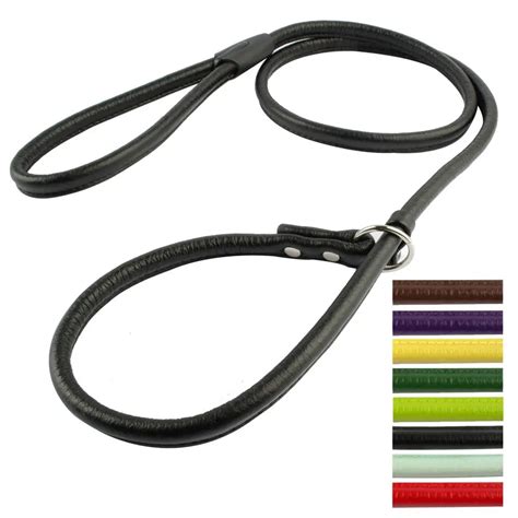 2 Sizes Pu Leather Dog Leash Choke Dog Training Leash Small Dogs Walking Leads With Slip Collar ...