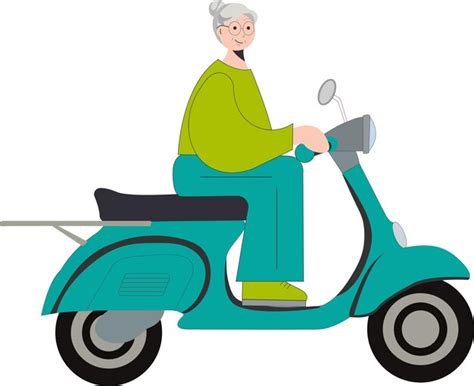 Premium Vector | Old lady on scooter