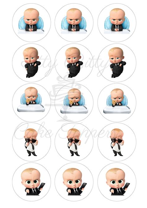 Boss Baby Themed Edible Cupcake / Cookie Toppers - Itty Bitty Cake Toppers