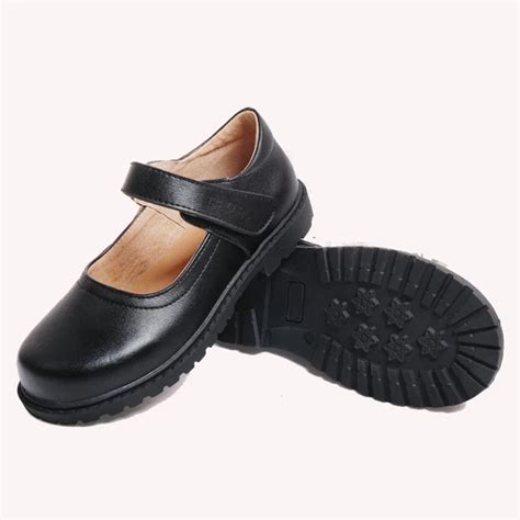 New Kids Children Girls Spring Summer Black Genuine Leather Shoes For Teenagers Teens Girls ...