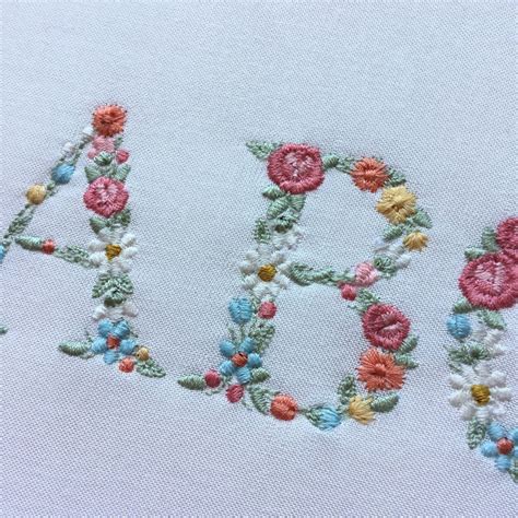 Floral Alphabet Machine Embroidery Design Small Letters With Flowers 1.68 in / 43 Mm Tall ...