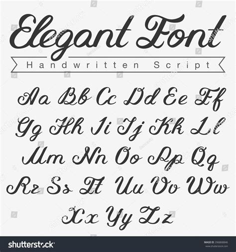 Elegant Handwritten Script Font design vector. Calligraphy Lettering typeface letters Upperc ...