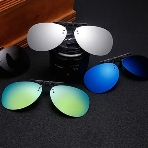 TR90 Clip on Sunglasses For Myopia Frame Rimless Flip Up Polarized Sun Glasses For Men Driving ...