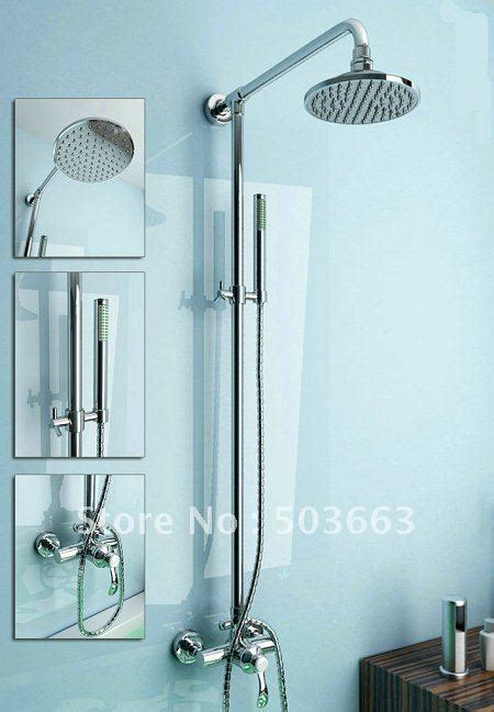 8" Bathroom Rainfall Wall Mounted With Hand held Shower Head Faucet Set ...