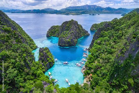 Coron, Palawan, Philippines, aerial view of Kayangan Lake. Stock Photo ...