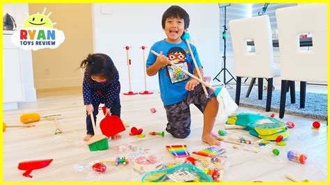 Ryan Emma and Kate Clean Up Pretend Play with Cleaning Toys for Kids!!! - YouTube