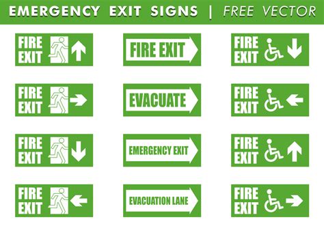 Emergency Exit Signs Free Vector 97225 Vector Art at Vecteezy