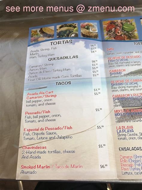 Menu at La playa seafood pub & bar, Atwater