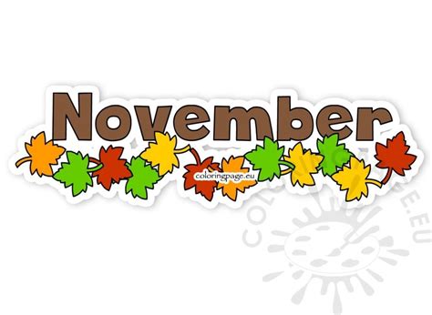 Autumn leaves month november clipart | Coloring Page