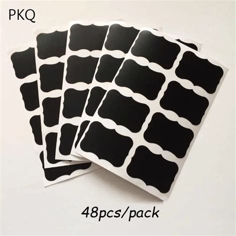 48pcs/pack Creative Shape Black DIY Blank Handmade Label Sticker Paper ...