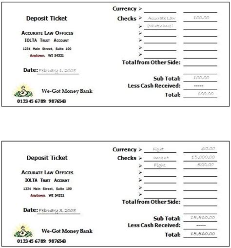 Printable Free Deposit Slip Template and Examples for Bank | Payroll template, How to get money ...