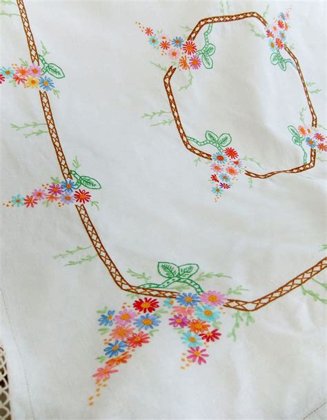 Vintage hand embroidered tablecloth | peonyandthistle | Flickr