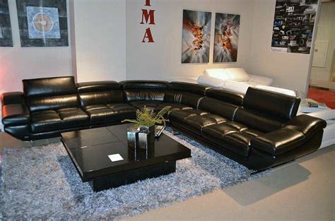 VG-77 Black Leather Sectional sofa | Leather Sectionals