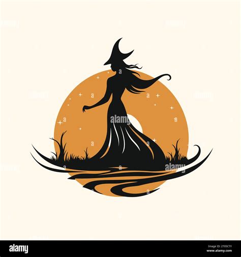 Silhouette of a witch on the background of the moon. vector illustration Stock Vector Image ...