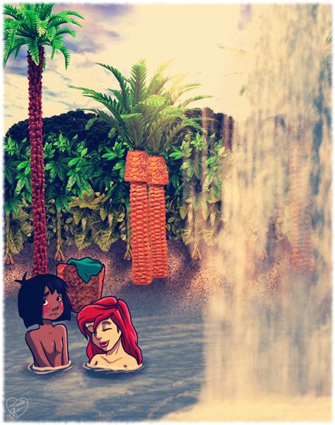 Ariel and Mowgli bathing together by jazz316 on DeviantArt