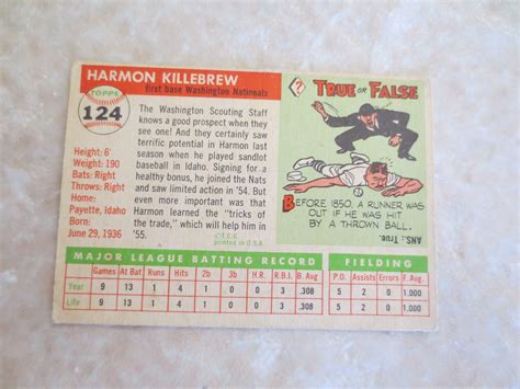 Lot Detail - 1955 Topps Harmon Killebrew rookie baseball card #124