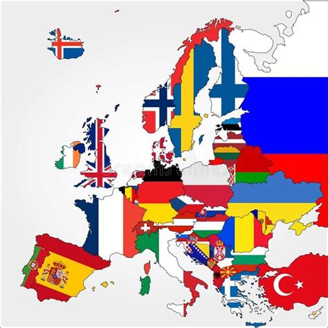 Highly Detailed Europe Map With Country Flags. Europe map on white background wi , #AFF, #Map, # ...